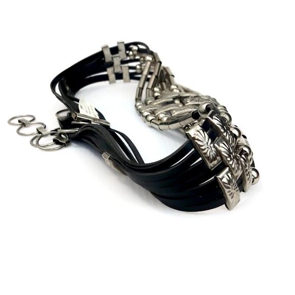 Vtg 80s Wide Concho Belt Silver Tone Strappy Adjustable Boho Wstrn Retro Glam - Picture 15 of 16